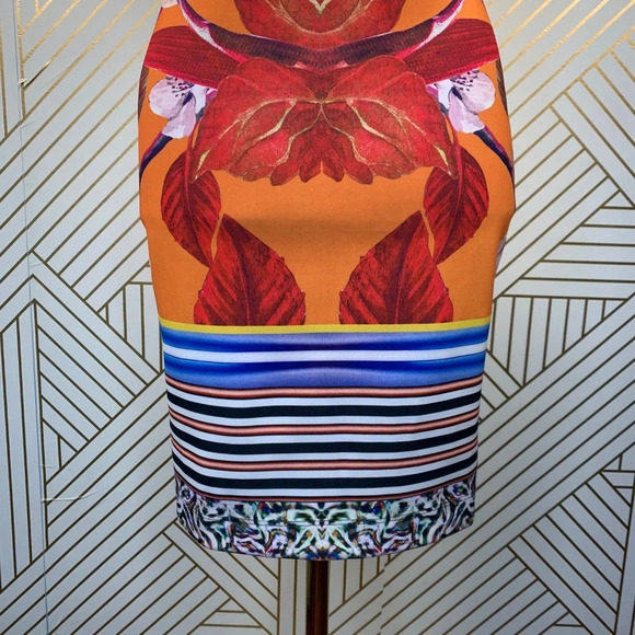 Clover Canyon Prism Orchid Neoprene Dress Orange - Picture 5 of 8